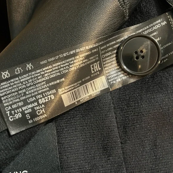 Mango Black Fringe Leather Jacket - Picture 5 of 7